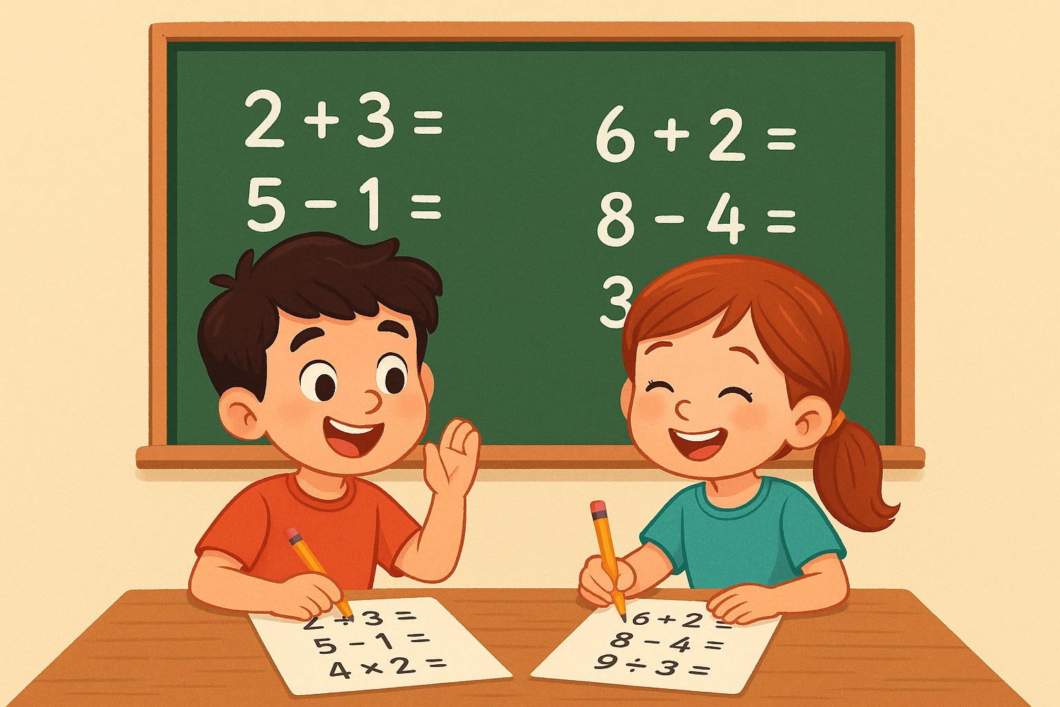 Happy child after mastering maths